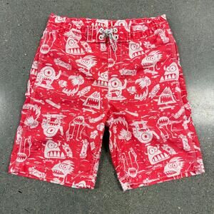 Gap Kids Girl's Board Shorts Neon Coral Flame Monster Trk Swim Trunks - G10/11